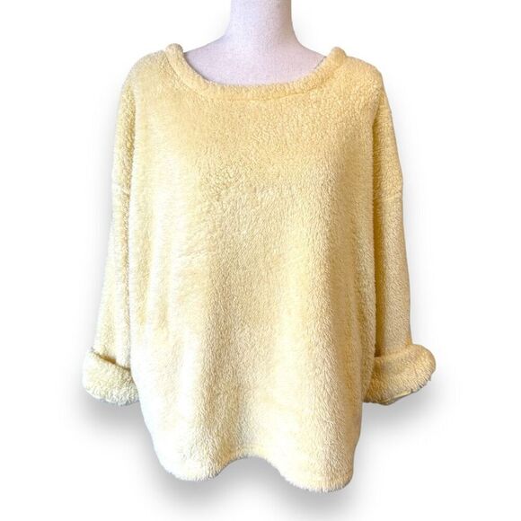 Umgee Oversized Soft Fleece Pullover Sweater Yellow Small‎ - Picture 3 of 10